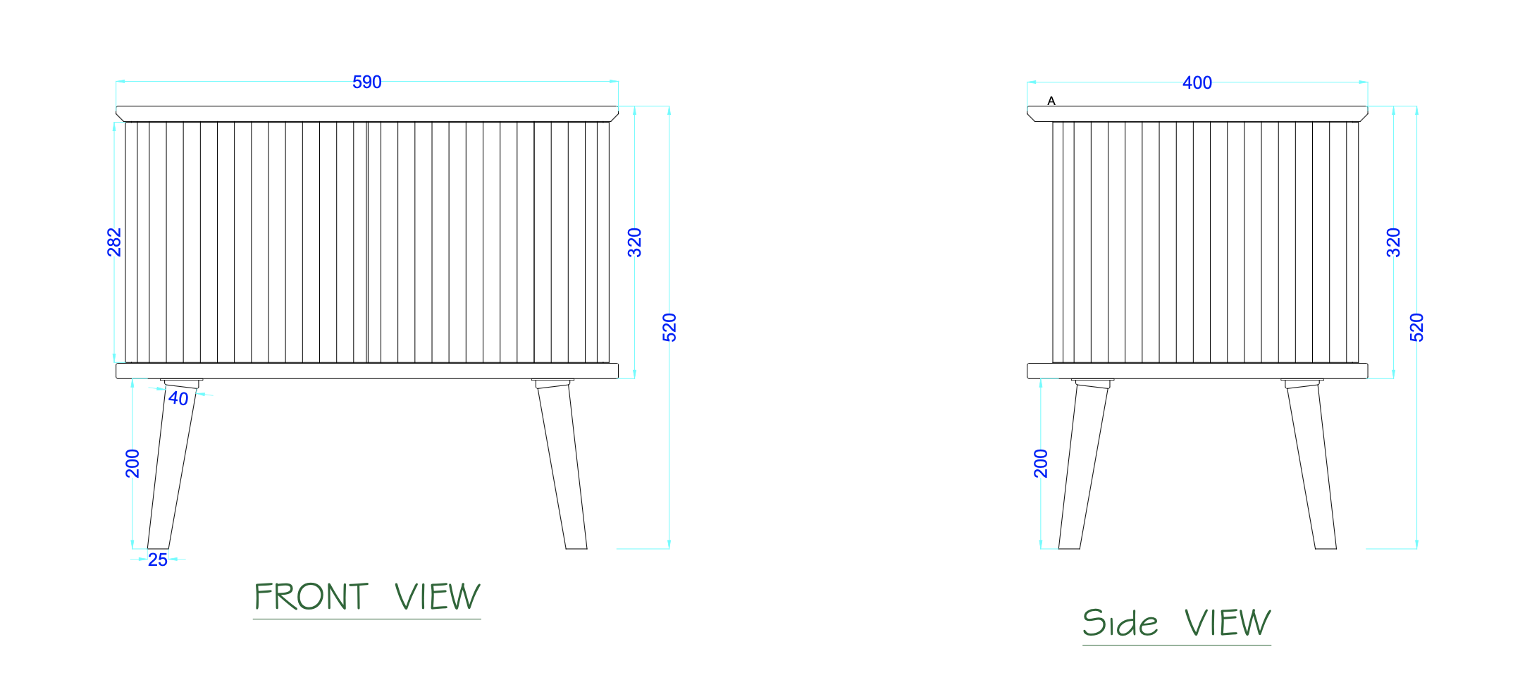 Ripple Bedside Table Dimensions 